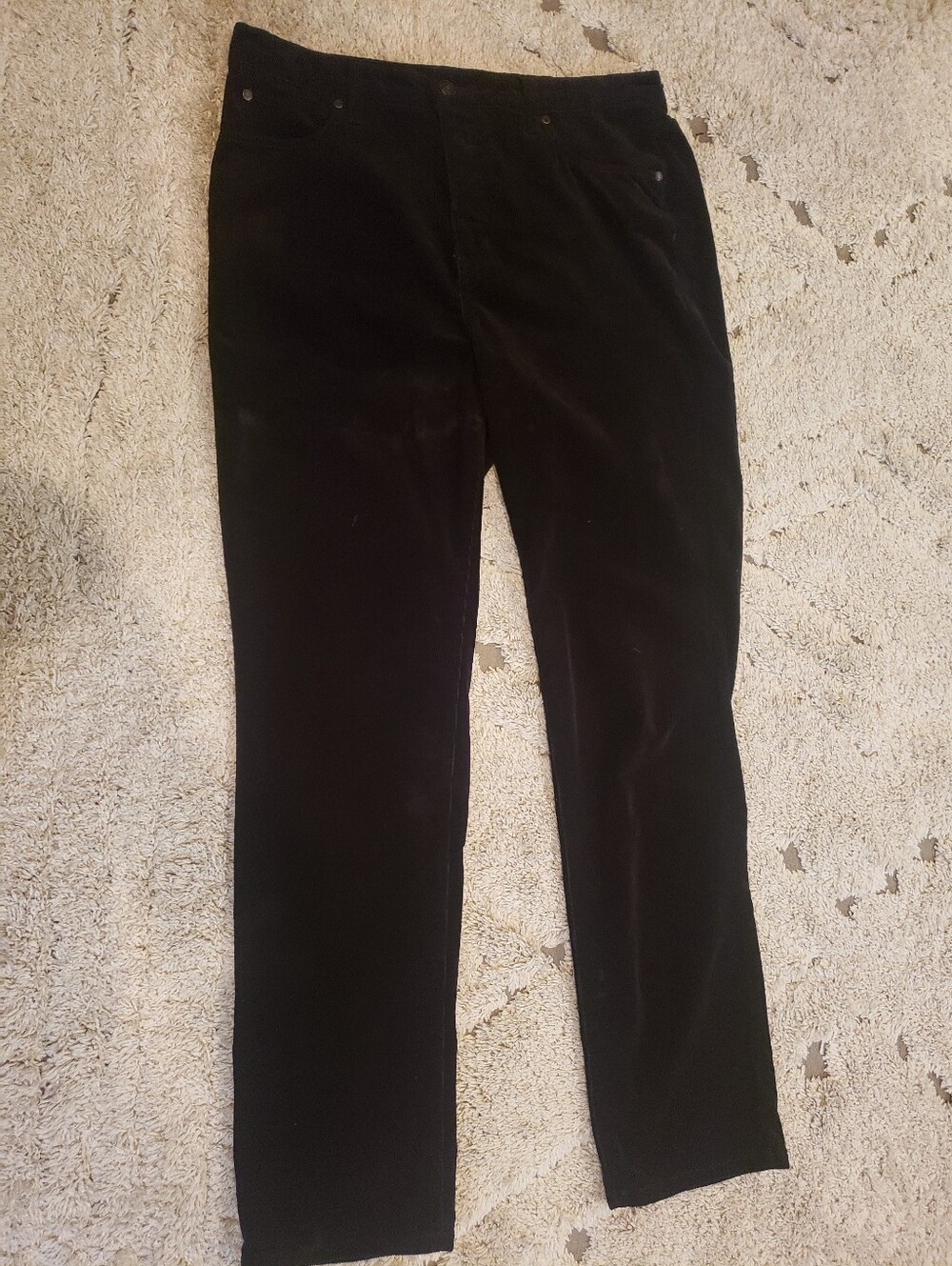 Talbots Corduroy Pants Womens 10 Black High Rise Straight Leg